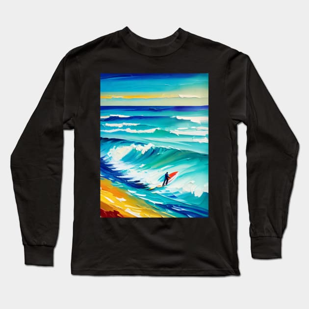 Surfer Long Sleeve T-Shirt by ArtFactoryAI